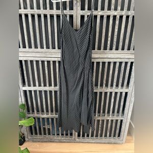Silk pinstripe asymmetrical dress